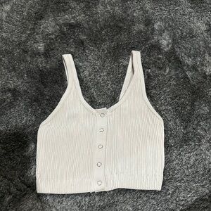 Aerie White Ribbed Sleeveless Crop Top